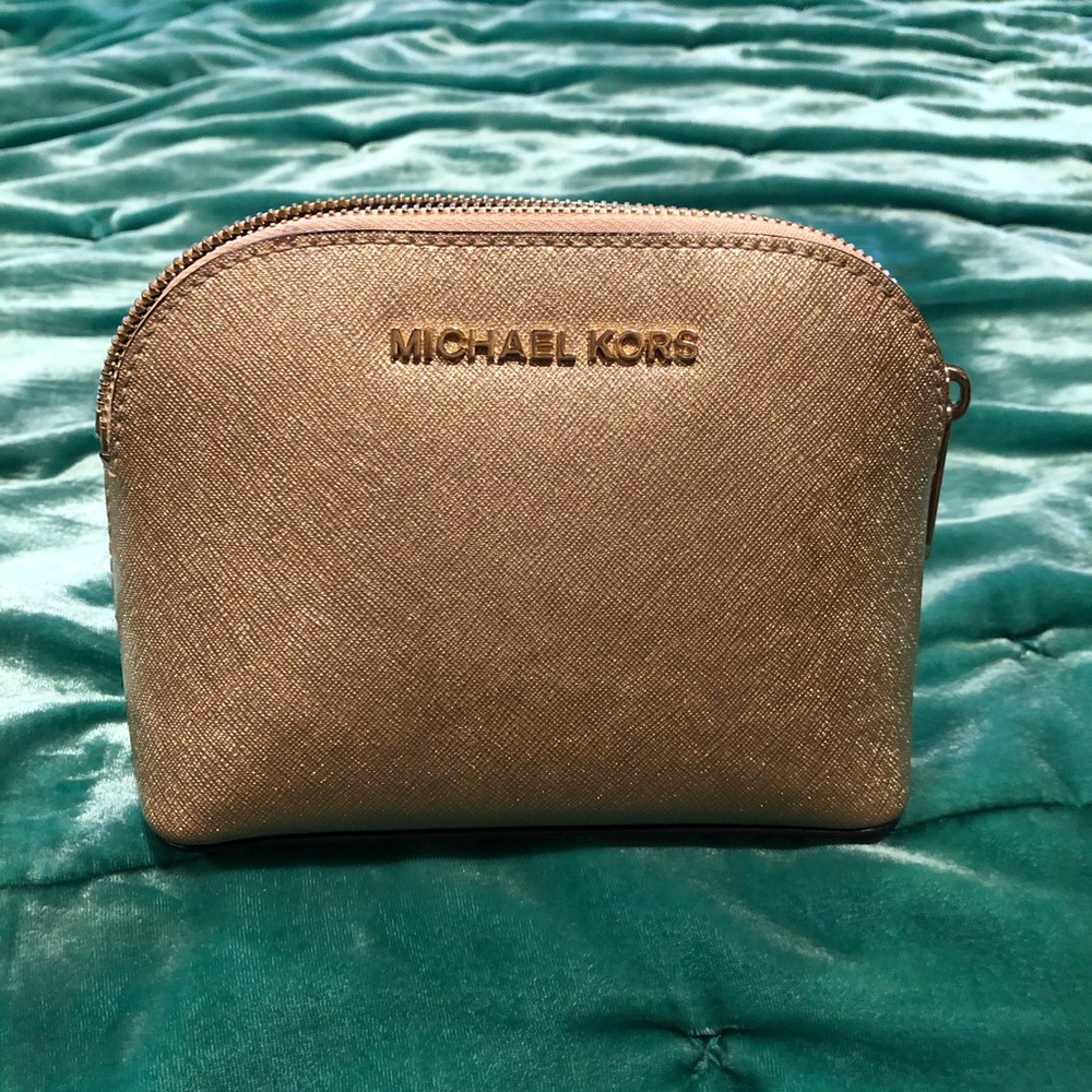 Michael Kors gold cosmetic makeup bag
